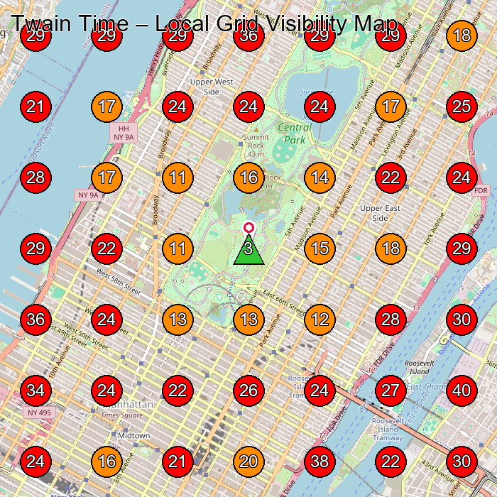 Twain Time GeoGrid visibility map for Watch Store in New York